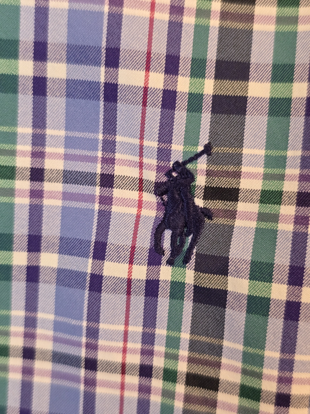 Polo Ralph Lauren Men’s Blue Plaid Nylon Lighweight Button-Down Shirt Size Small - Picture 2 of 4